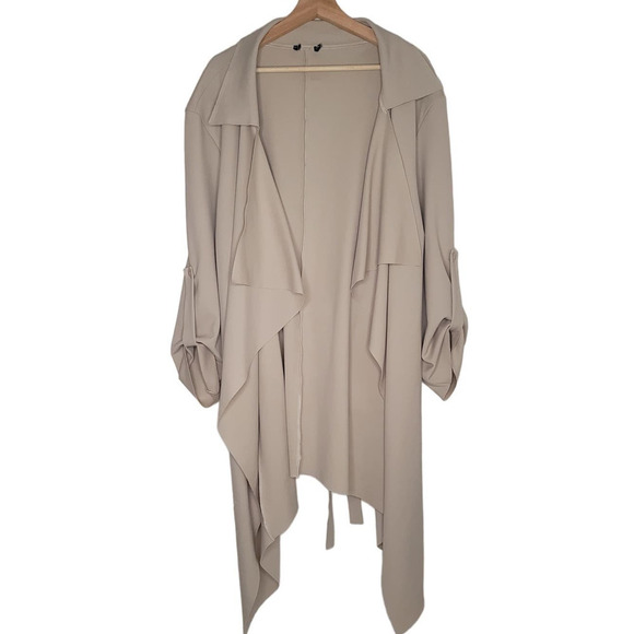 Boohoo Jenna Waterfall Belted Duster Jacket Size L - Picture 5 of 8